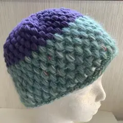 ニット帽　ハンドメイド　　モヘア　　玉編み