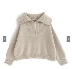 ハーフジップミックスニットトップス[k9292d] オフベージュ