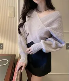 カシュクールニットトップス　mb1515