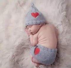 ニューボーンフォト用ニット衣装 ハート付き