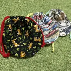 ◾️まんまる巾着◾️3点セット◾️ハンドメイド◾️恐竜・虎・電車