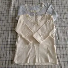 長袖シャツ肌着グレー・クリーム 2枚セット 80cm