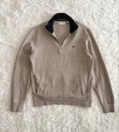 人気色 ラコステ ハーフジップ スウェット US Lサイズ ベージュ ワニ刺繍