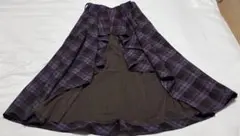 バックチュールチェックフレアースカート　　パープル　アンアナザーアンジェラス