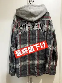 Supreme フード付き チェックシャツ グレー サイズL - メルカリ