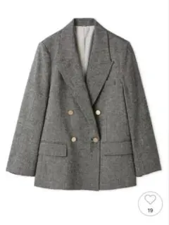 milaowen 金釦ダブルブレストツイードブレザー