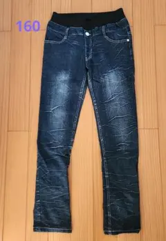 ストレッチデニムパンツ 160サイズ ダークブルー