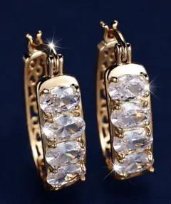シ*ウ様 新品　高級感フープピアス　スワロフスキー好きにぜひ