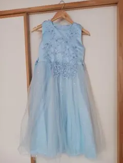 水色 刺繍入り 子供用ドレス150