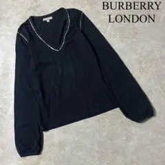BURBERRY LONDON ストレッチ ポイントチェック 長袖Tシャツ 黒