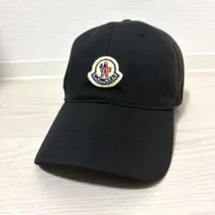 新品同様☆ モンクレール MONCLER 白ロゴ ブラック キャップ 5K57 