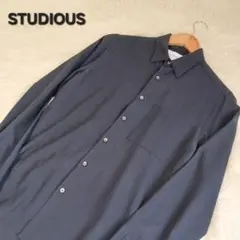 美品★STUDIOUS ステュディオス 長袖シャツ ダークネイビー
