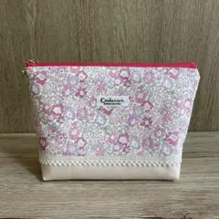 ポーチ　リバティ生地使用　ハンドメイド　ミシェル　さくら色