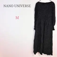 ▼ナノユニバース【M】デザインロングワンピース ドット柄 ストレッチ