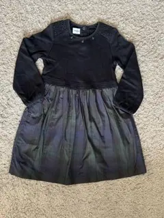 familiar 110 ワンピース 黒・グレー・チェック柄