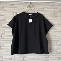 新品 quatre saisons ブラック 襟付き 半袖Tシャツのサムネイル