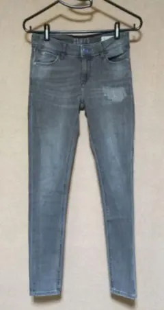ZARA ザラ グレー スキニーデニム ダメージ加工 サイズ34 ミッドライズ