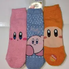 通勤や通学に可愛く暖かくモフモフした星のカービィ 3足 ソックス 23~25cm