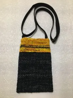 ハンドメイド　裂織の布　スマホポシェット　ミニポシェット　4