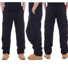 ブラックカーゴパンツ 多機能ポケット付き