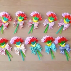 折り紙　ハンドメイド　カーネーション　和柄　リボン