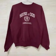 Hanes ヘインズ トレーナー M スウェット 長袖 プリント ロゴ 古着 赤