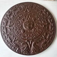 ヴィンテージ品　メキシコ刻印　銅製　ハンドメイド　アステカ暦　壁掛け ヴィンテージ品 メキシコ刻印 銅製 ハンドメイド アステカ暦