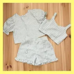 【着用1回】アーバンチェリー　シーム　ギンガムチェック　セットアップ 3点セット