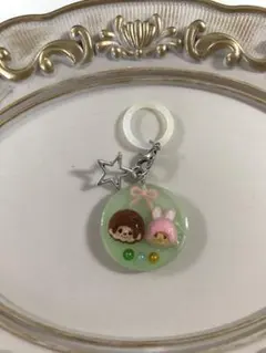 ハンドメイド　傘目印チャーム　傘マーカー　お猿さん