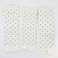 2本指ソックス レディース 靴下 3足セット ホワイト 水玉 足袋 快適