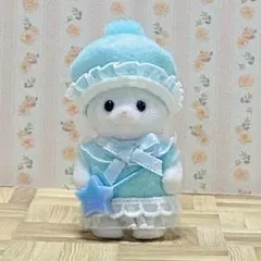 シルバニア　赤ちゃんサイズ　ハンドメイド　ゆめかわワンピース　パステルブルー