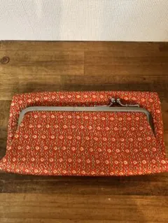 ちりめんがま口ポーチ　昭和レトロ