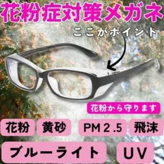 花粉症メガネ 保護 黄砂対策 PM2.5 ブルーライトUVカット 防塵 曇り止め