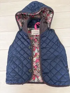 SOLBOIS キルティング　ベスト　ネイビー　フード取外し可　120cm