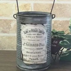 アンティーク調 リメ缶 モルタルグレー 吊り下げOK フレンチ風 多肉寄せ植えに