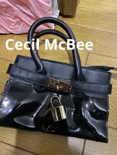 セシルマクビーブラックパテントレザーハンドバッグ Cecil McBee Y2K