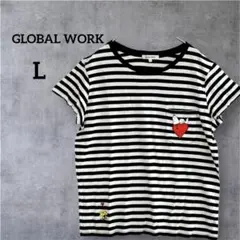 【大人気】GLOBAL WORK スヌーピー＆ウッドストック ボーダーTシャツ