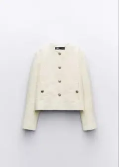 ZARA ショートテクスチャージャケット　ツイード
