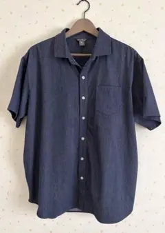 Eddie Bauer エディーバウアー半袖シャツ L ネイビー デニム調のサムネイル
