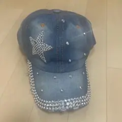 デニムキャップ 星型ラインストーン装飾