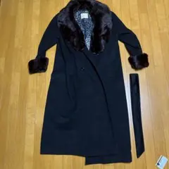 バルマン コート ロング カシミヤ 黒 レディース アウター ファー 日本
