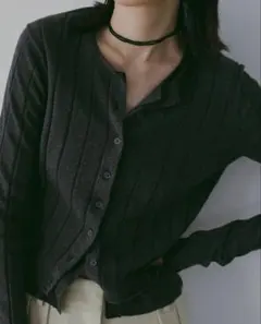 【美品】anuke Cotton Layered Cardigan ダークグレーのサムネイル