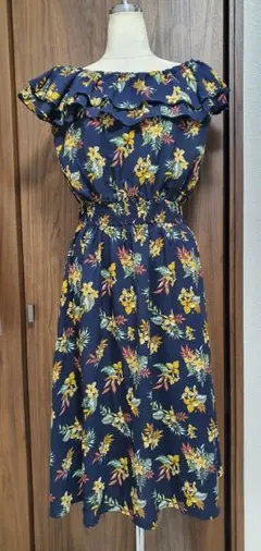 ハニーズ Honeys 花柄オフショルダー ミディドレス サイズ M