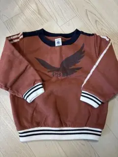 Petit Bateau 茶色の翼ロゴトレーナー 110cm