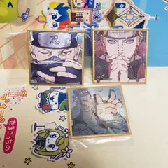 NARUTO　ナルト　カカシ　マイト　ガイ　豆ガシャ　色紙　ガチャ　3個セット