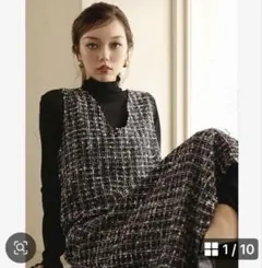 fifth ミックスカラーツイードジャンスカ　Mサイズ