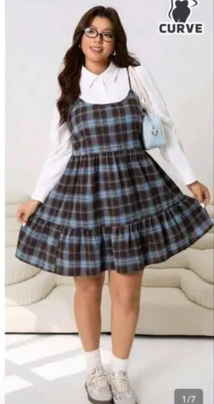 SHEIN チェック柄 キャミワンピース　3xlのサムネイル