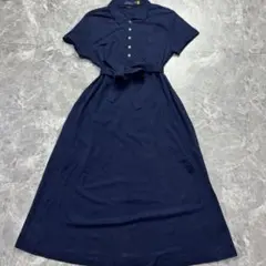 美品♡ラルフローレン　ワンピース　現行　QRタグ　ロング丈　ロゴ　ネイビー　M
