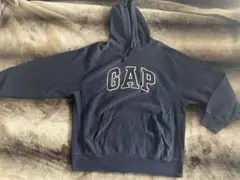 00s Y2K OLD GAP リバースウィーブパーカー　ネイビー　アーチロゴ