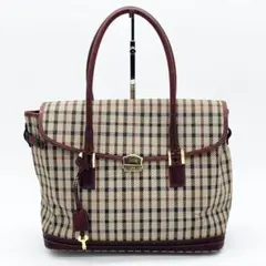 【良品】DAKS トートバッグ　A4可　レザー　PVC チェック　ゴールド金具のサムネイル